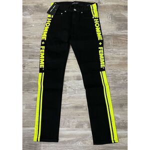 Homme + Femme Black Neon Distressed Men’s Jeans Sz 28
